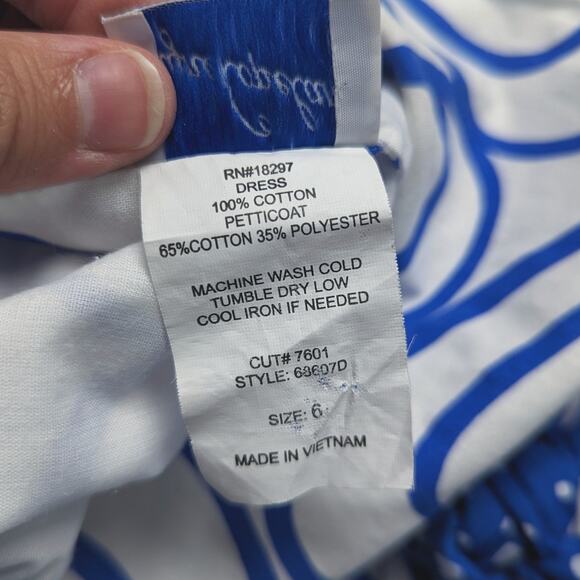 Jayne Copeland Dress Girls Size 6 Blue Swirl Polka Dot Sundress - Picture 6 of 6